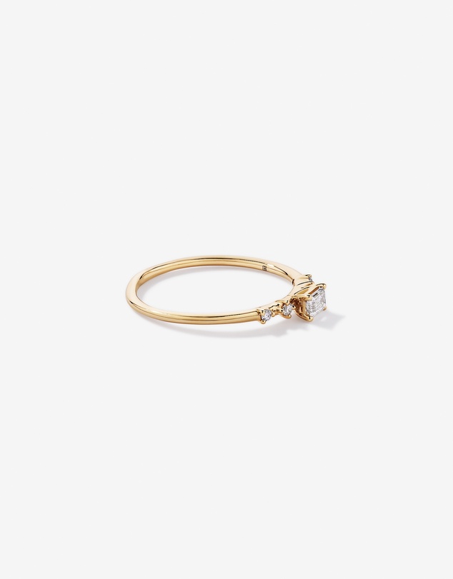Michael Hill - 0.20TW Emerald Cut and Round Brilliant Laboratory-Grown Diamond Promise Ring in 10kt Yellow Gold