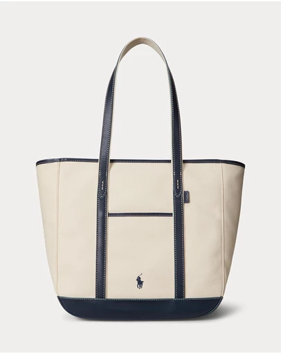 Polo Ralph Lauren - Leather-Trim Canvas Medium Shopper Tote - The ICONIC Exclusive