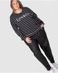 Love Your Wardrobe - LYW & Co Stripe Embroidered Sweat Top