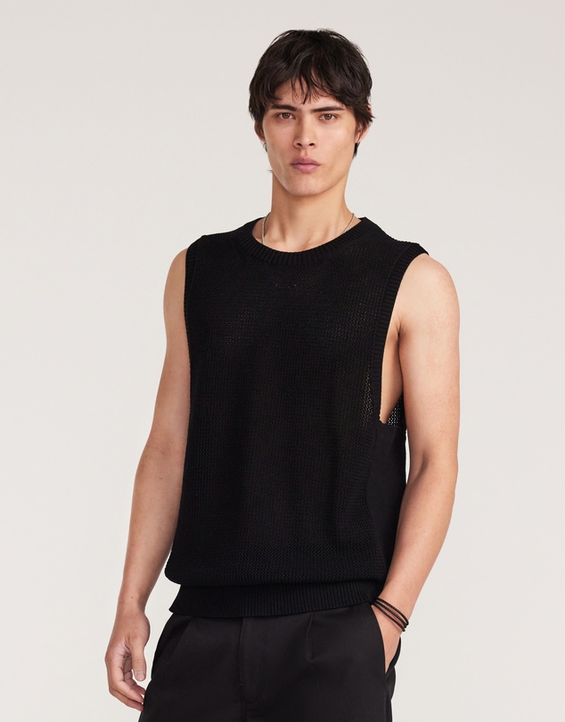 Calibre - Mesh Knit Crew Neck Tank Black