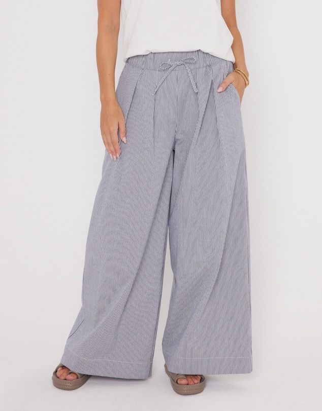 ALEXANDRA - Teri Pants Navy Stripe