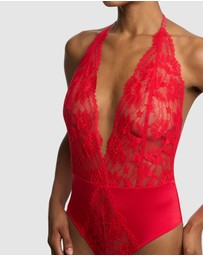 Natori - Fleur Thong Cut Halter Lace Lingerie Bodysuit