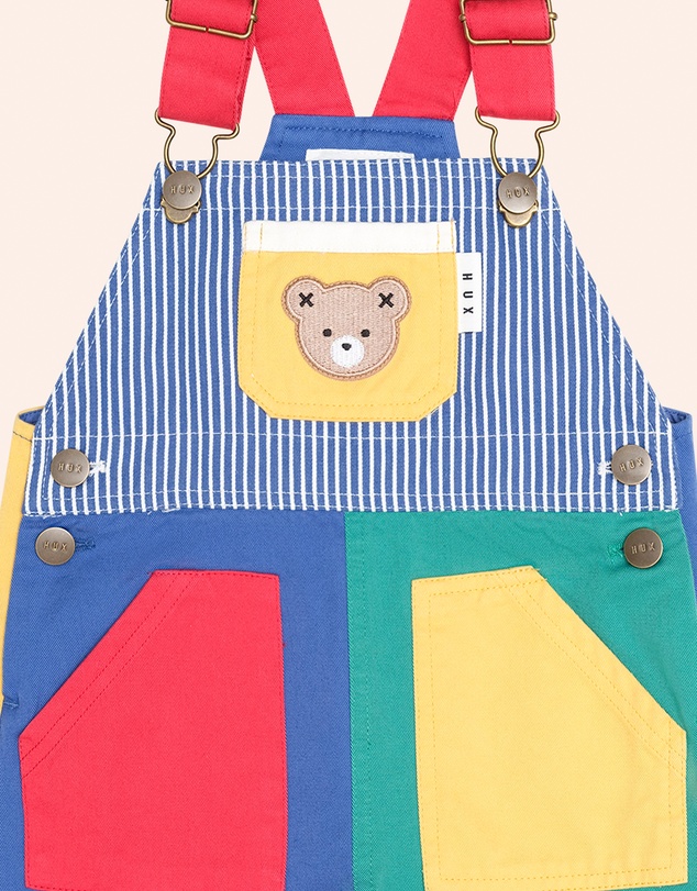 Huxbaby - Colour Block Pocket Shortall - Babies-Kids