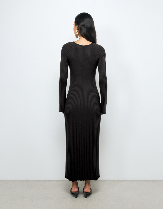 Revibe - Repaired AERE Indi Accordian Pleated Organic Knit Dress - AU 18