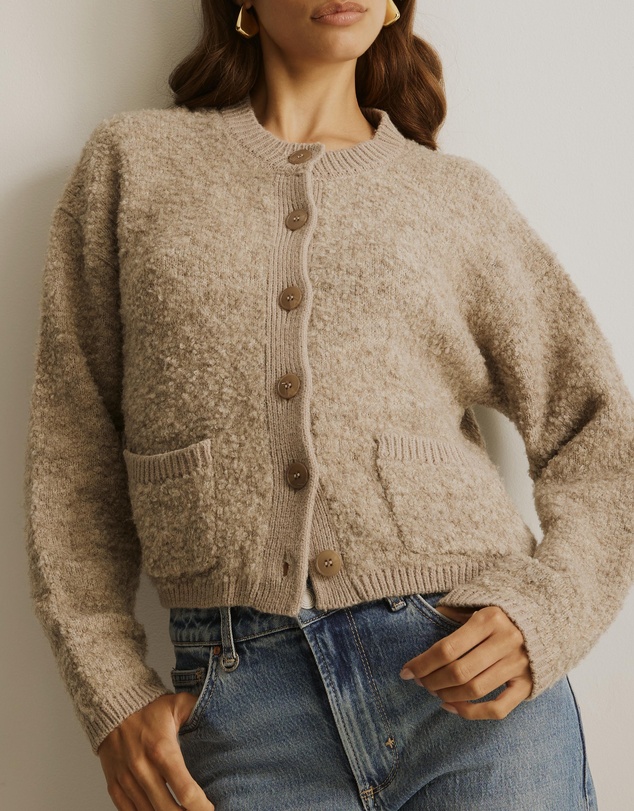 Atmos&Here - Boucle Cosy Crew Knit Cardigan