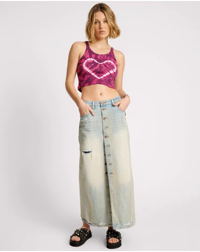 ONE TEASPOON - Dirty Kansas Patsy Longline Denim Skirt