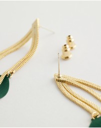 Mossée - Eveline Green Leaf Vintage Earrings
