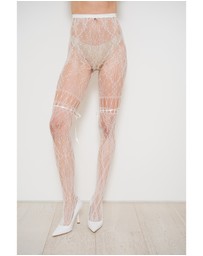 High Heel Jungle - Chevonne Lace And Satin Fishnet Tights