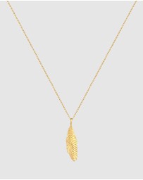 Kuzzoi - ICONIC EXCLUSIVE - Necklace Men Feather Pendant Casual Trend in 925 Sterling Silver Gold Plated