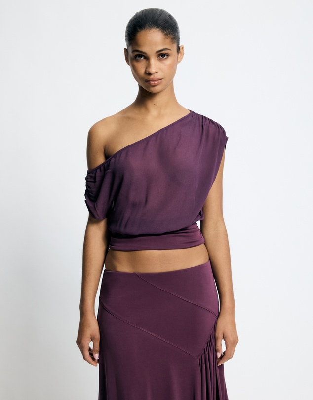 Lover - Mira Jersey And Georgette Asymmetric Top