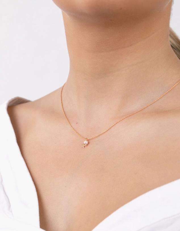Lovisa - Gold Plated Sterling Silver Freshwater Pearl Cupchain Necklace