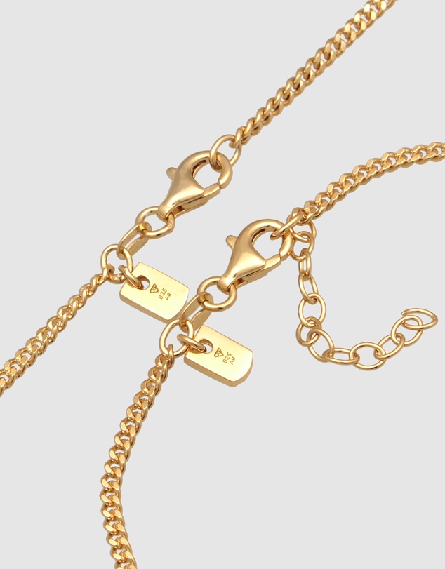 Kuzzoi - ICONIC EXCLUSIVE - Curb Chain Necklace and Bracelet Set in Gold-Plated 925 Sterling Silver