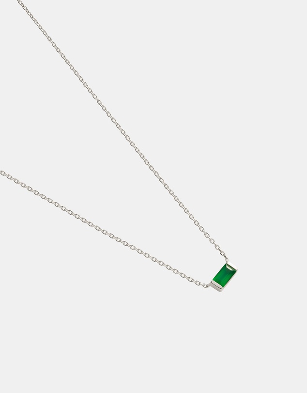 Kirstin Ash - Baguette Birthstone Necklace May Green Onyx