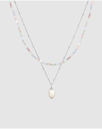 Elli Jewelry - Necklace Layer Beads Pastel with Freshwater Pearls in 925 Sterling Silver