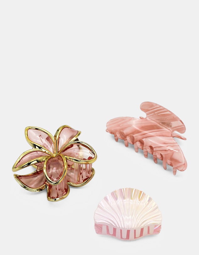 Morgan & Taylor - Merliah Hair Claw Set in Pink - Set of 3