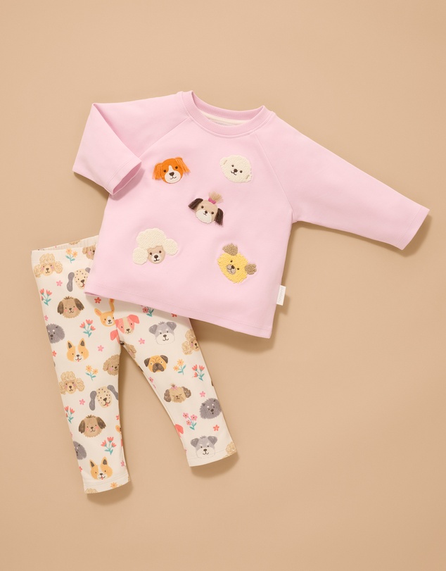 Purebaby - Sweet Pup Thick Long Sleeve Tee-Kids-Babies