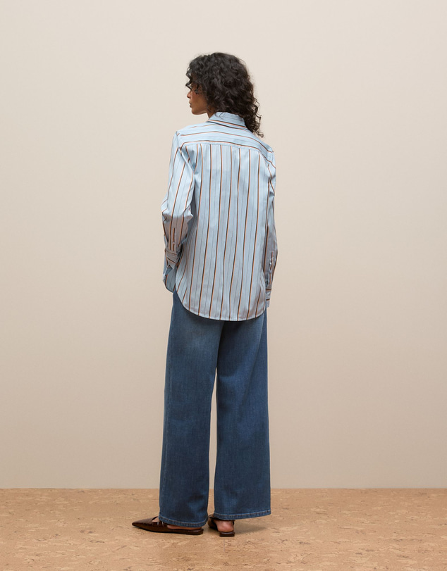 Trenery - Jacquard Stripe Long Sleeve Shirt in Sky