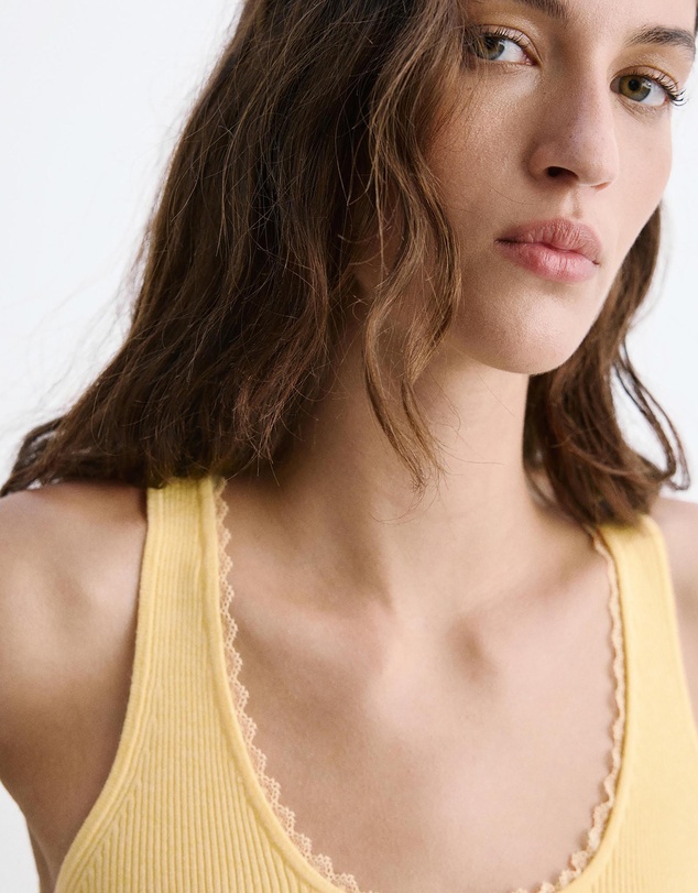 M.N.G - Ribbed Top with Lace Detail