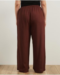 Atmos&Here Curvy - Tenley Wide Leg Drawstring Linen Blend Pants