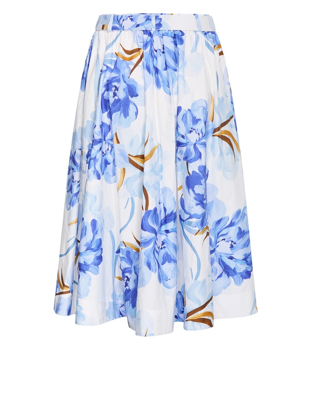 City Chic - Plus size Elysia Paint Print Belted Cotton Skirt - white