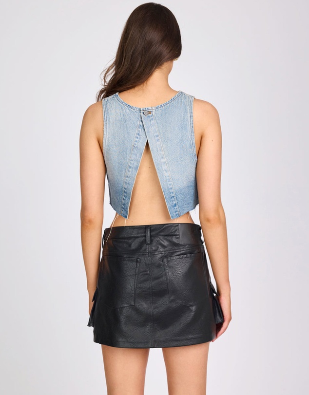 ONE TEASPOON - Star Cropped Denim Top - Pacifica Blue