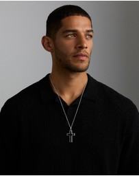 Michael Hill - Onyx Cross Pendant in Silver with 65cm Cable Chain