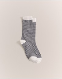 Trenery - Stripe Crew Sock in Night Sky