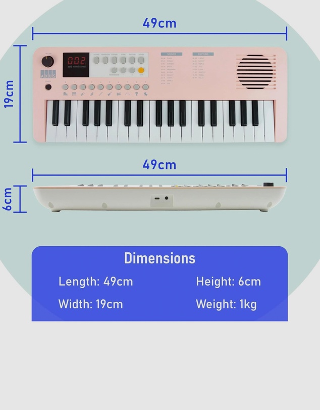 iWorld - Axus Mini Keyboard 37 Key Keyboard - Pink