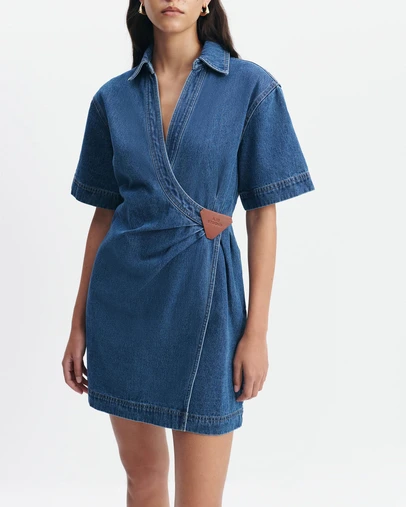 Aje Studio - Kendall Denim Wrap Mini Dress