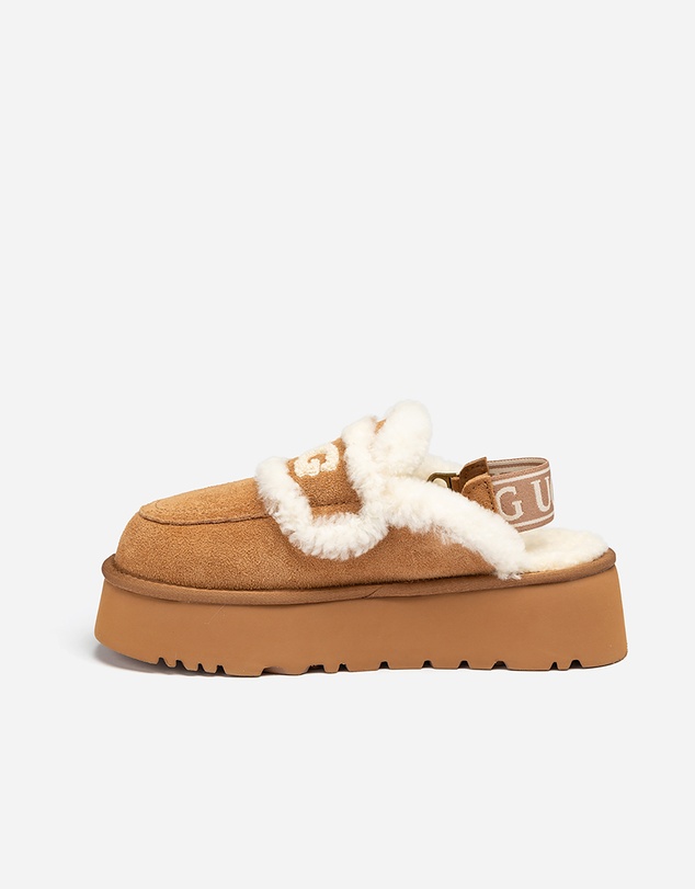 Ozwear Connection Uggs - Ugg Violet Shearling Platform Slipper (Elastic Logo) (Detachable Feature)