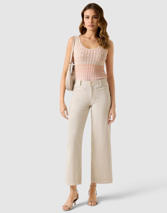 GUESS - High-Rise Zoya Wide Crop Leg Braided Pants