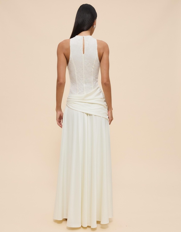 Revibe - Repaired CHANCERY Layla High Neck Lace Panelled Maxi Dress - AU 10