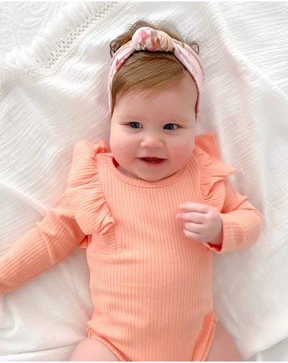 WITH LOVE FOR KIDS - Shimmy Wide Ribbed Long Sleeve Onesie - Babies
