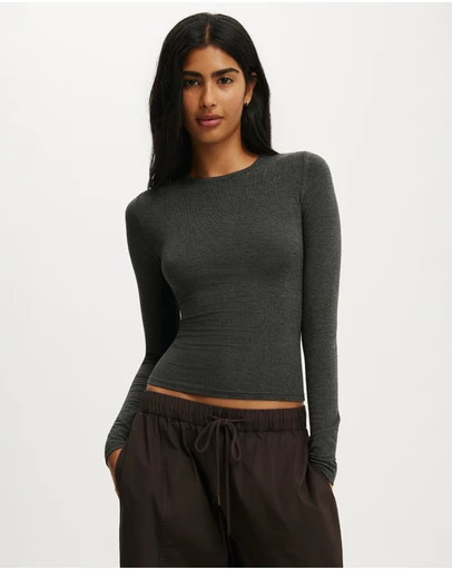 Cotton On - Sheer Layer Crew Long Sleeve Top