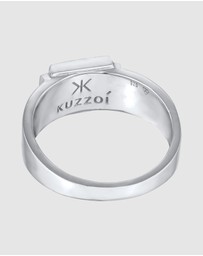 Kuzzoi - ICONIC EXCLUSIVE - Ring Men Signet Square Matt in 925 Sterling Silver Oxidised