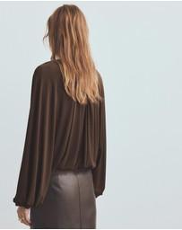 M.N.G - Gathered Blouse With Round Neckline