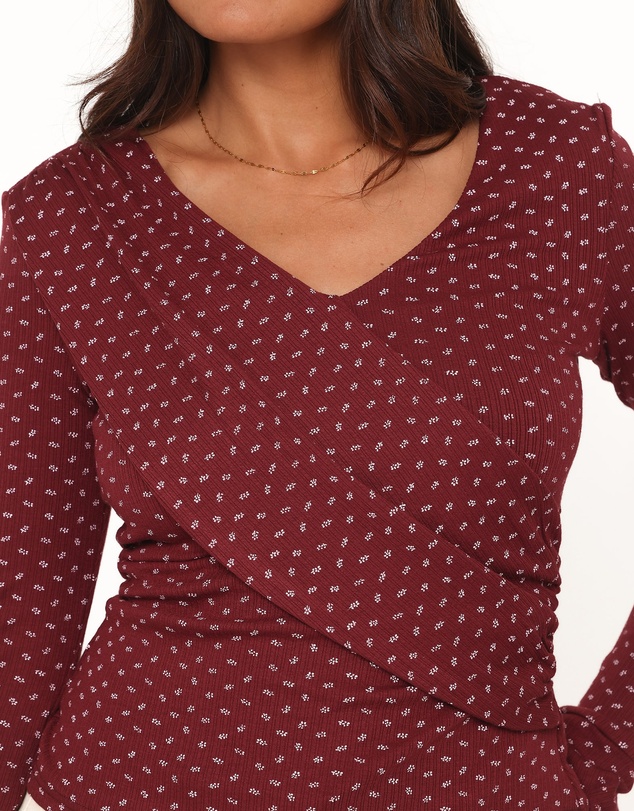 Petal & Pup - Brooklyn Crossover Top - Burgundy Floral