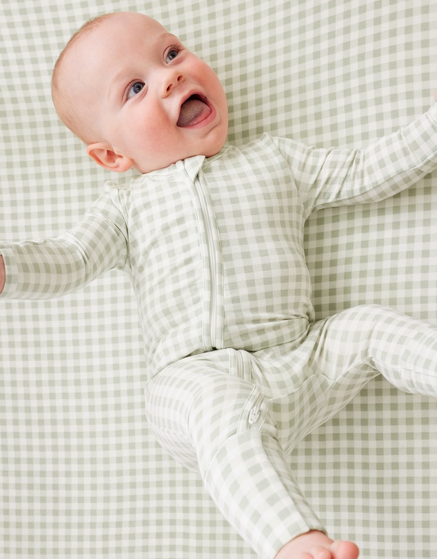 Kynd Baby - Day or Night Onesie in Sage Gingham