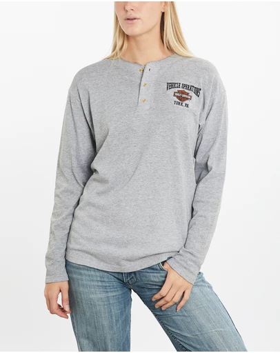 Vintage by The Real Deal - Pre Loved - Vintage Harley Davidson Long Sleeve Henley Tee