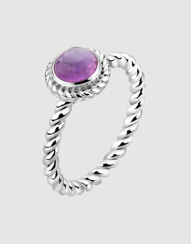 Elli Jewelry - Ring Amethyst Birthstone February 925 Sterling Silver