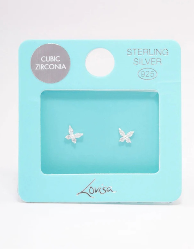 Lovisa - Sterling Silver Cubic Zirconia Butterfly Stud Earrings