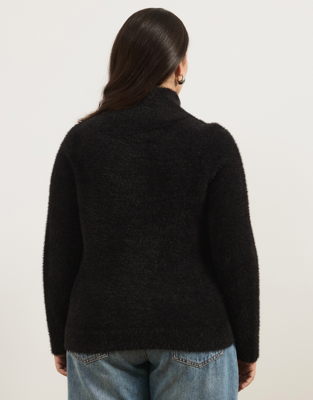 Atmos&Here Curvy - Cia Half Zipper Fluffy Turtleneck Sweater