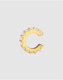 Elli Jewelry -  Earrings Single Earcuff with Pearls in 925 Sterling Silver Gold Plated
