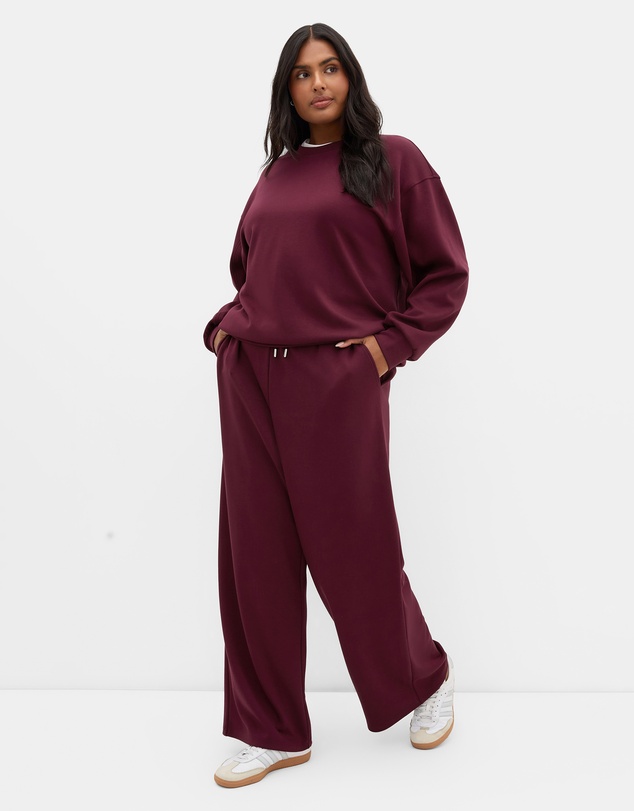 City Chic - Plus size Mae Crew Neck Sweatshirt - dark cherry