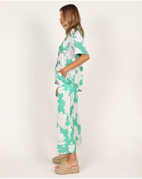 Petal & Pup - Bentley Wide Leg Pant - Green Floral