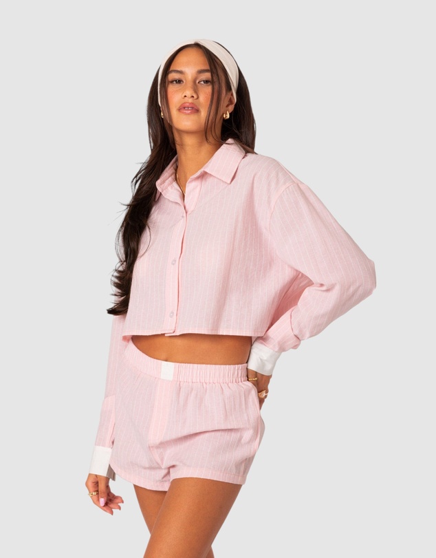 EDIKTED - Lea cropped button up shirt