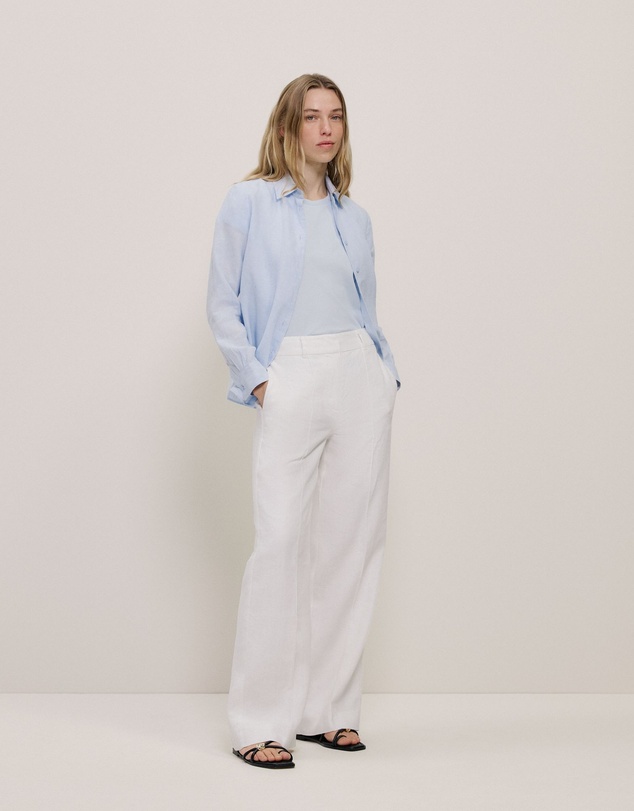 Trenery - Yarn Dyed Linen Classic Shirt in Ice Blue