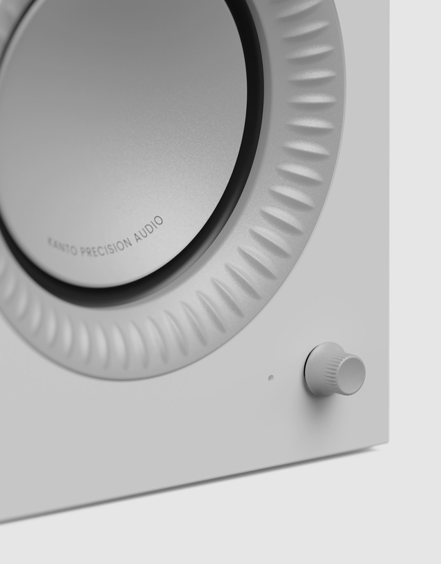 iWorld - Kanto TUK (2nd Gen) 260 W Premium Powered Speaker System with Bluetooth 5.4, Dual RCA and USB-C Inputs - Matte White w/ Aluminum