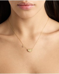 By Charlotte - Gold Lotus Birthstone Necklace - February