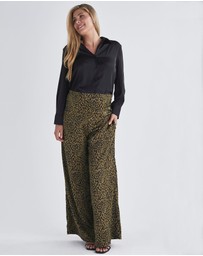 Angel Maternity - Leona Animal Print Satin Wide Leg Maternity Pants